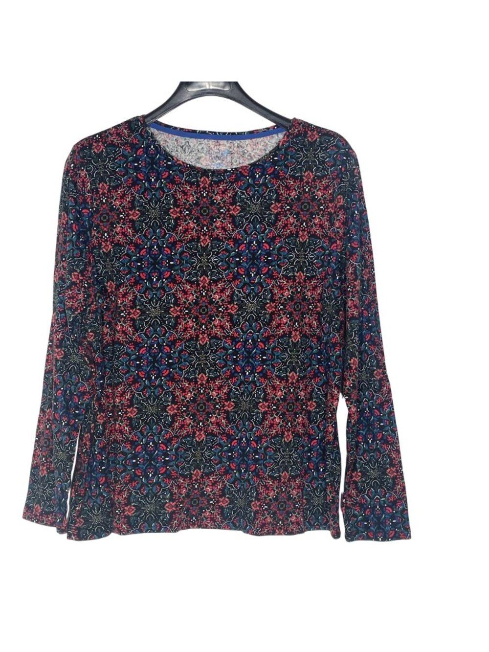 Croft & Barrow Classic Tee Boho Floral Long Sleeve Top Sz XXL Stretch Cotton